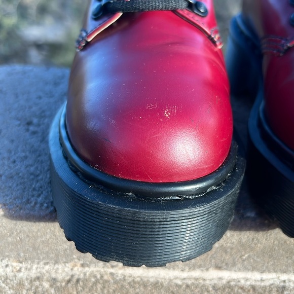 🏴󠁧󠁢󠁥󠁮󠁧󠁿 Vintage MIE Dr. Martens Red Tunnel Eye Platform Oxfords UK 4 - Picture 14 of 17